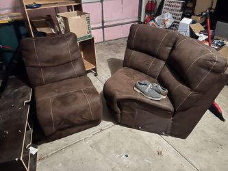 Partial brown sectional couch gently used