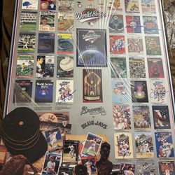 Older World Series games mounted on 1/2 board auto by 11