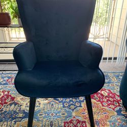 Velvet Upholstered Wingback Chair For Sale 