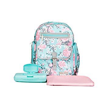 Laura Ashley 4 in 1 Rose Floral Dome Backpack Diaper Bag Teal