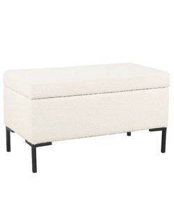 White/Cream Boucle Bench with Black Legs