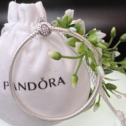 Pandora style bracelet !! 925 sterling silver. Bracelet size: 7.5"in. 19cm.