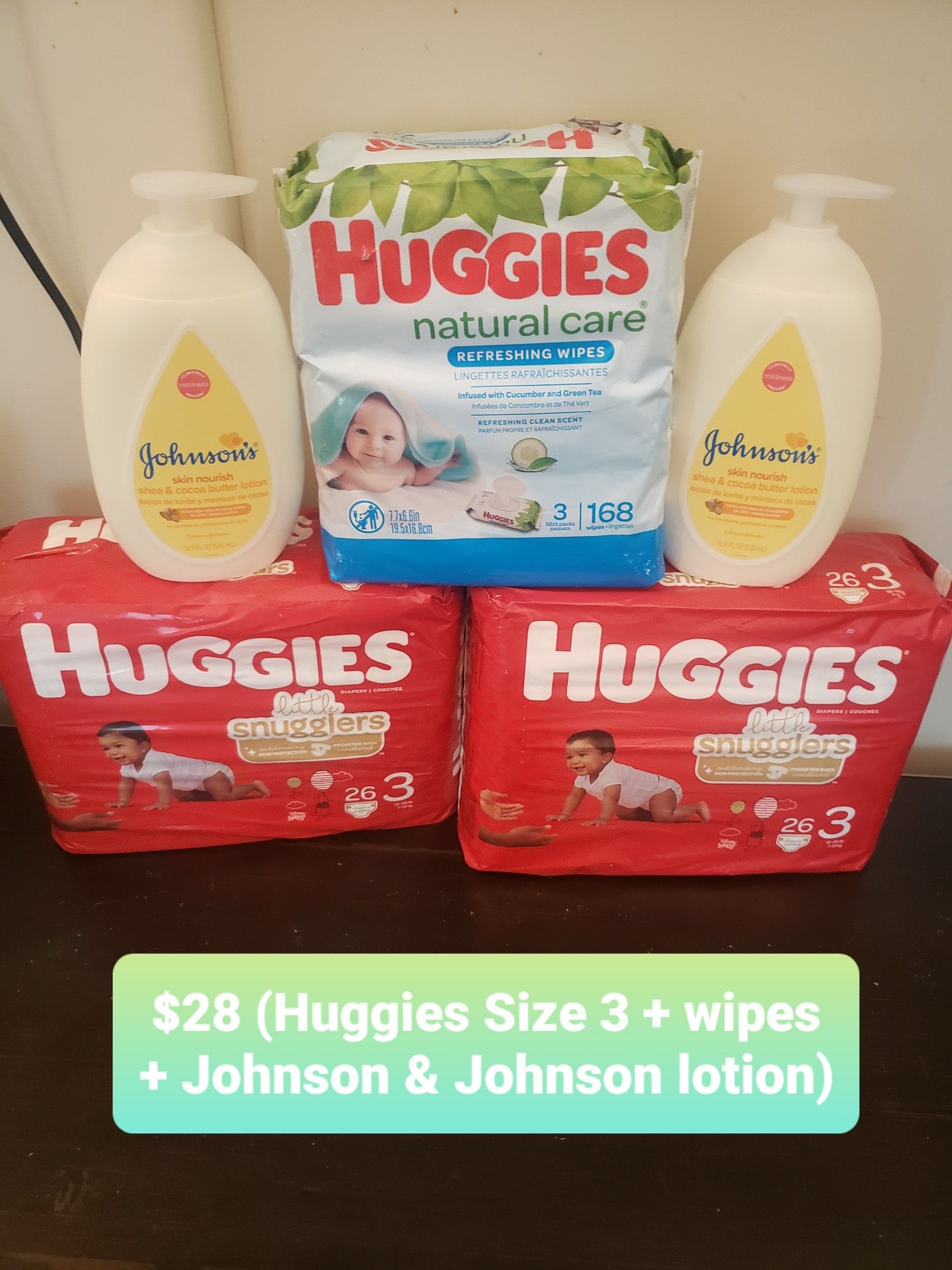 Huggies Pampers and Wipes Bundle with Johnson & Johnson Lotion