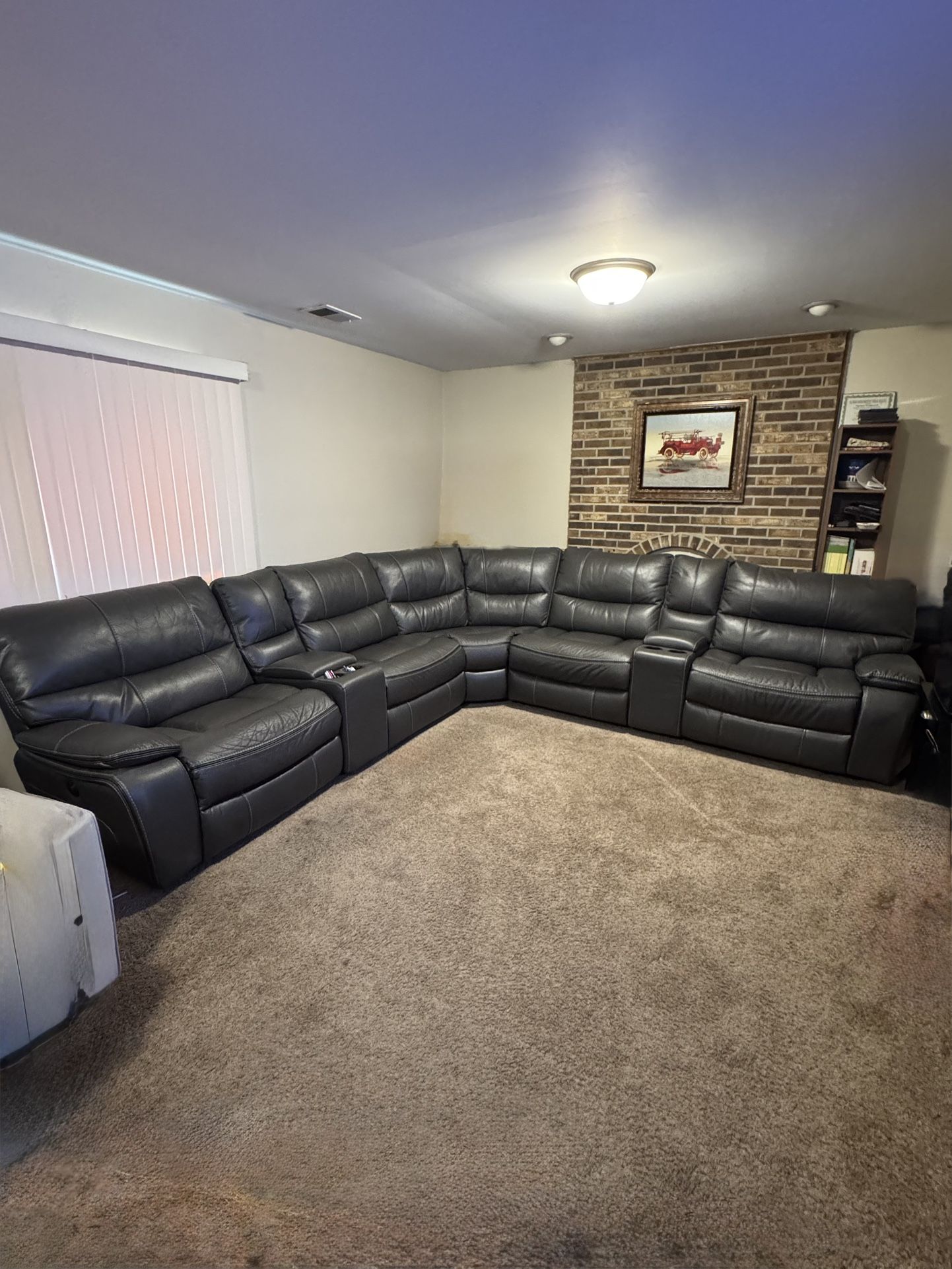 Dark Gray Leather Couch