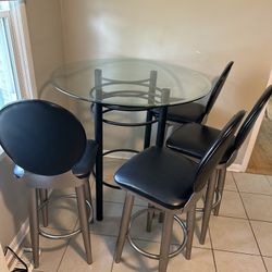 High Top Glass Table And Chairs 