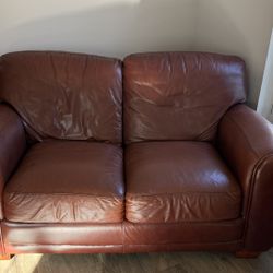 Brown Leather Loveseat
