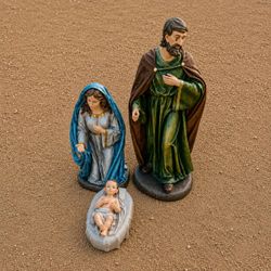 Stone Resin nativity set, Holy Family figurines (Mary, Joseph, Baby Jesus)