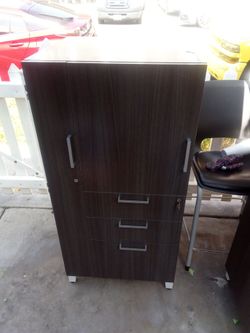 .office cabinet Dark Brown Wood Wardrobe Cabinet with Drawers