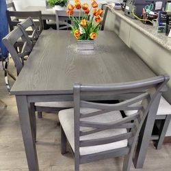 6PC Gray Dining table set 