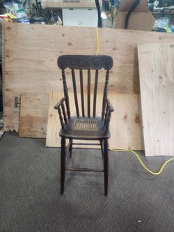 Vintage child's wooden cane chair