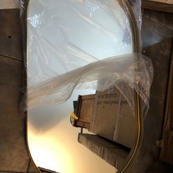 easly 36x30 inch gold farm house vanity mirriror oval