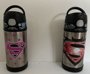 BRAND NEW - Thermos 12 oz. Kid's Funtainer Vacuum Insulated Stainless Steel Straw Bottle - SUPERMAN