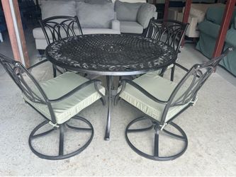 Patio dining set table a 4 chairs swivel aluminum