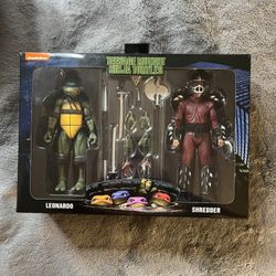 NECA Teenage Mutant Ninja Turtles 1990 Movie Leonardo & Shredder Action Figure Two Pack