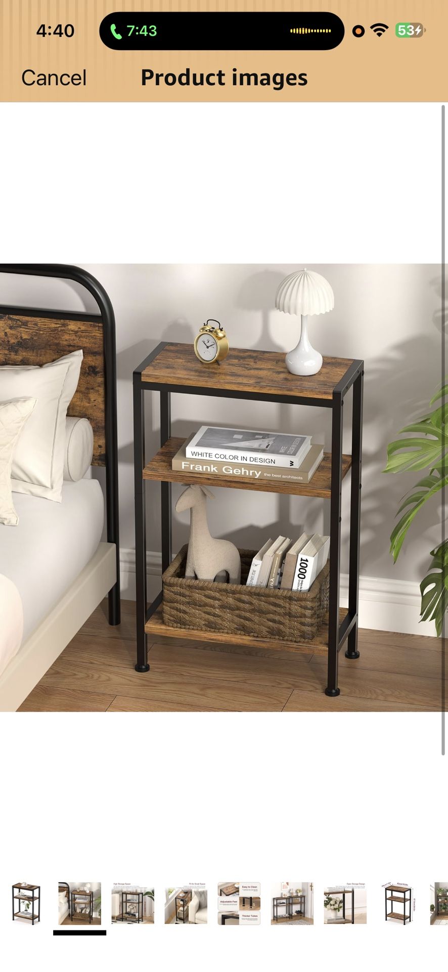 Narrow Side Table for Small Space, 3 Tier Slim End Table, Thin Nightstand, Skinny Snack Couch Table, Sofa Bedside Table in Living Room, Bedroom, Study