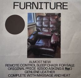 Leather Massage Chair With Heat Great condition $900