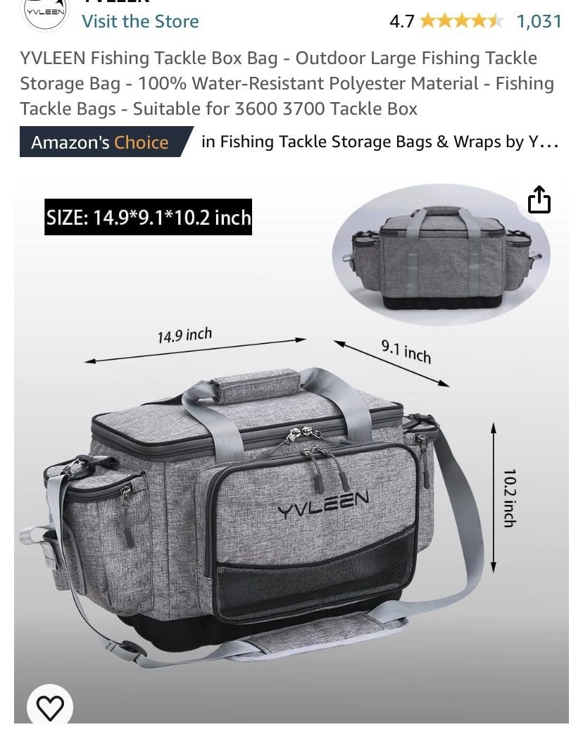 Fishing Tackle Box Bag - Outdoor Large Fishing Tackle Storage Bag - 100% Wate...