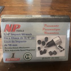 New NP Tools 3/4" Air Impact Wrench Kit - Professional Grade Pneumatic Tool with sockets * Integrated regulator allows you to adjust the speed and pow