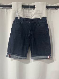 NYDJ Denim Bermuda Shorts 8 Dark Wash Cuffed Hem Ribbon Stretch Jean Shorts