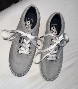 Vans Women's Grey Striped Canvas Sneakers Size 6