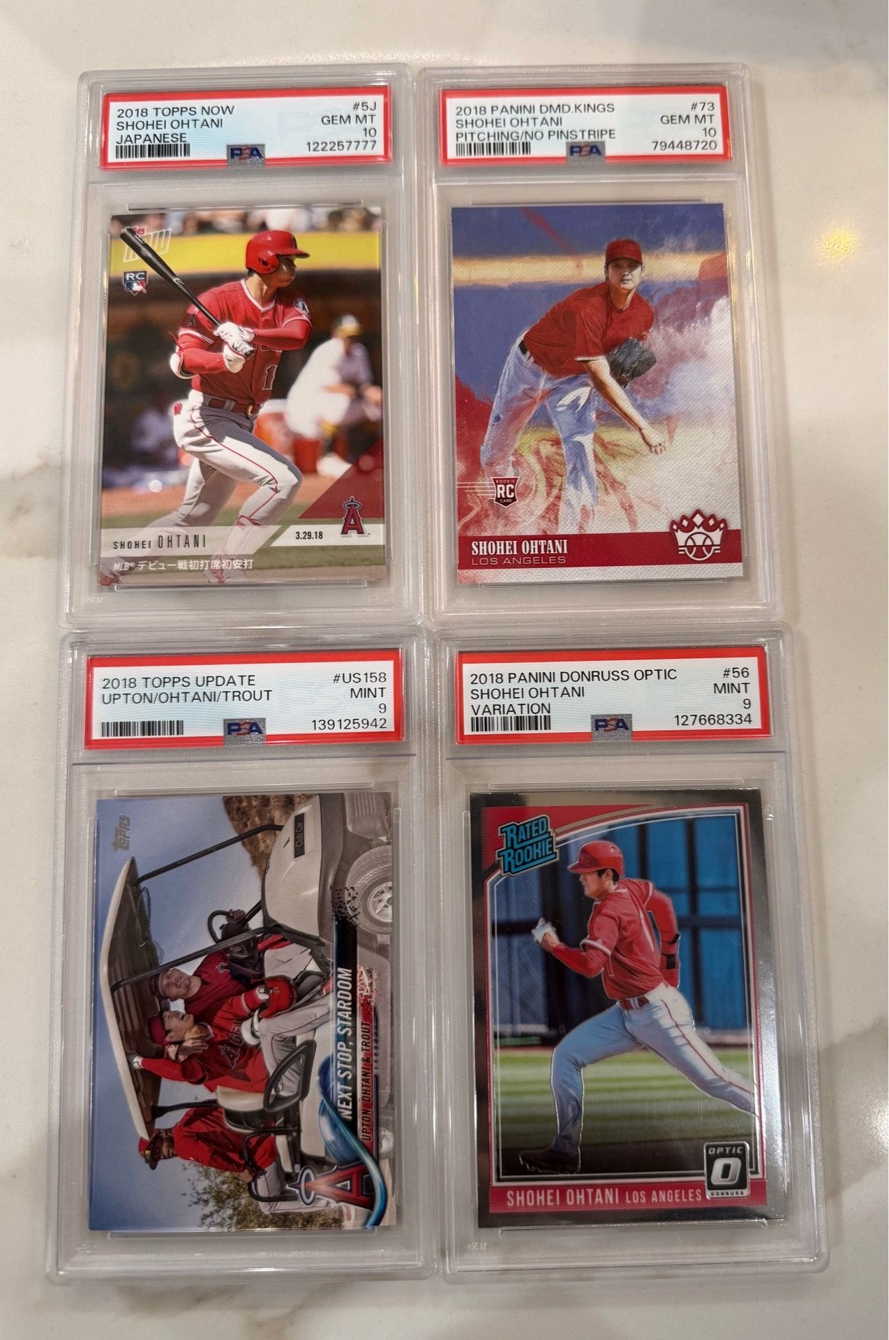 2018 Shohei Ohtani Rookie Card Lot (4) 2 PSA-10 & 2 PSA-9 RC Investment Lot RC