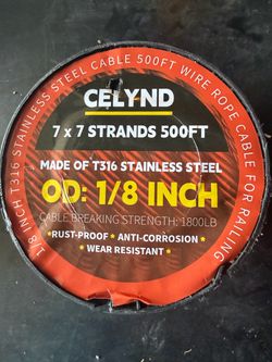 Celynd T316 Stainless Steel 500ft Wire Rope Cable 1/8 Inch