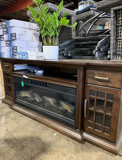 TV console, tv stand from Costco with electric fire pit