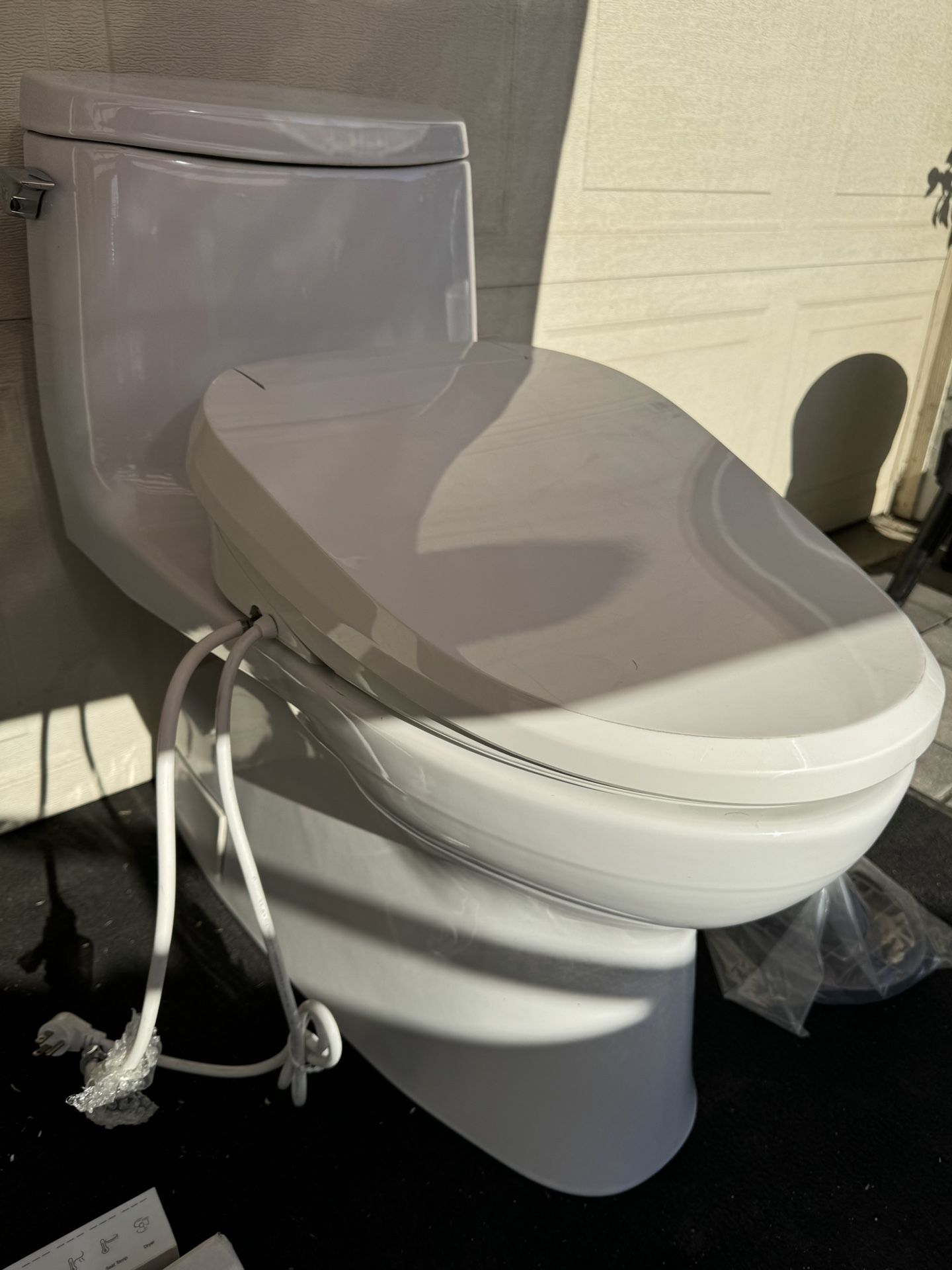 TOTO Carolina & KOHLER K-8298-CR PureWash E820 Bidet Carolina Elongated Toilet-1.28 GPF, Cotton