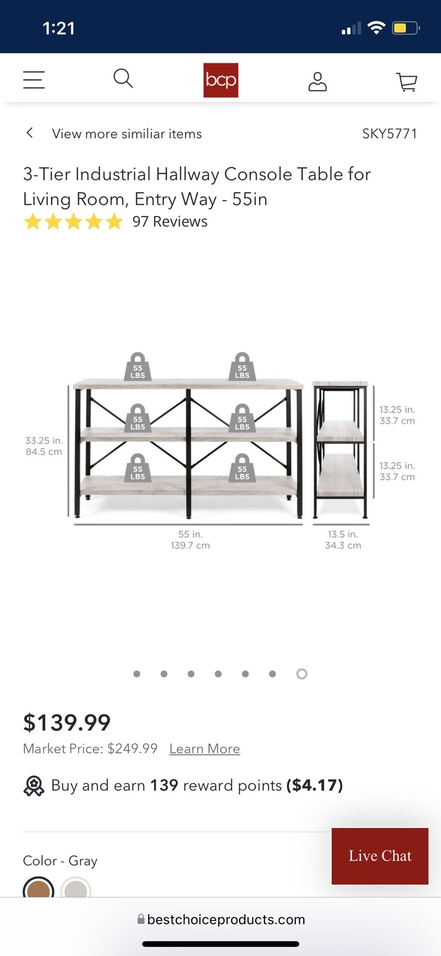 3 Tier Hallway Console Table 55im