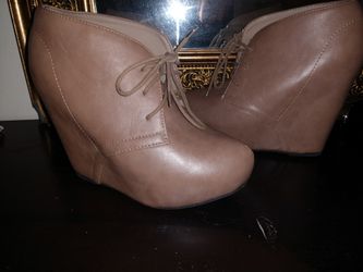 Brown Wedge Booties