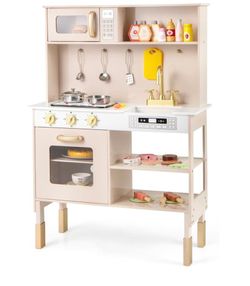 Assembled New Play Kitchen for Kids, Height Adjustable Kids Kitchen Playset