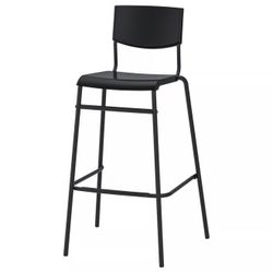 2 Bar stools with backrest, black/black, 29 1/8 "