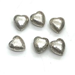 Lot Of 12mm Sterling Hammered Heart Beads