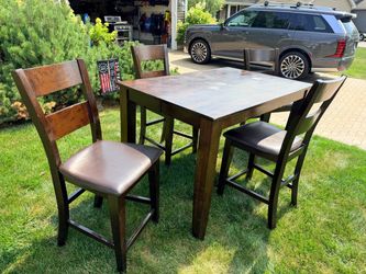 High top table with leaf and 6 chairs