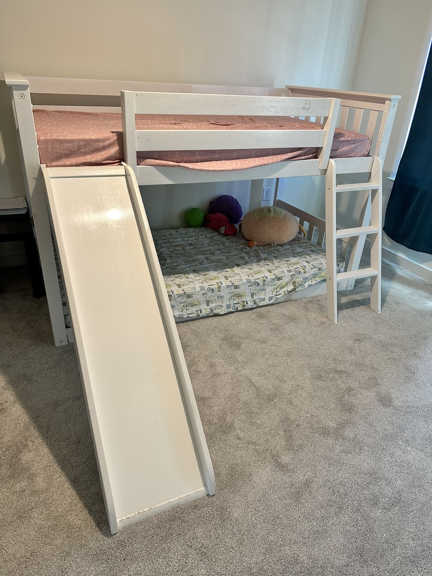 Bunk Bed With Ladder ,Mattress And Slider With Good Condition 