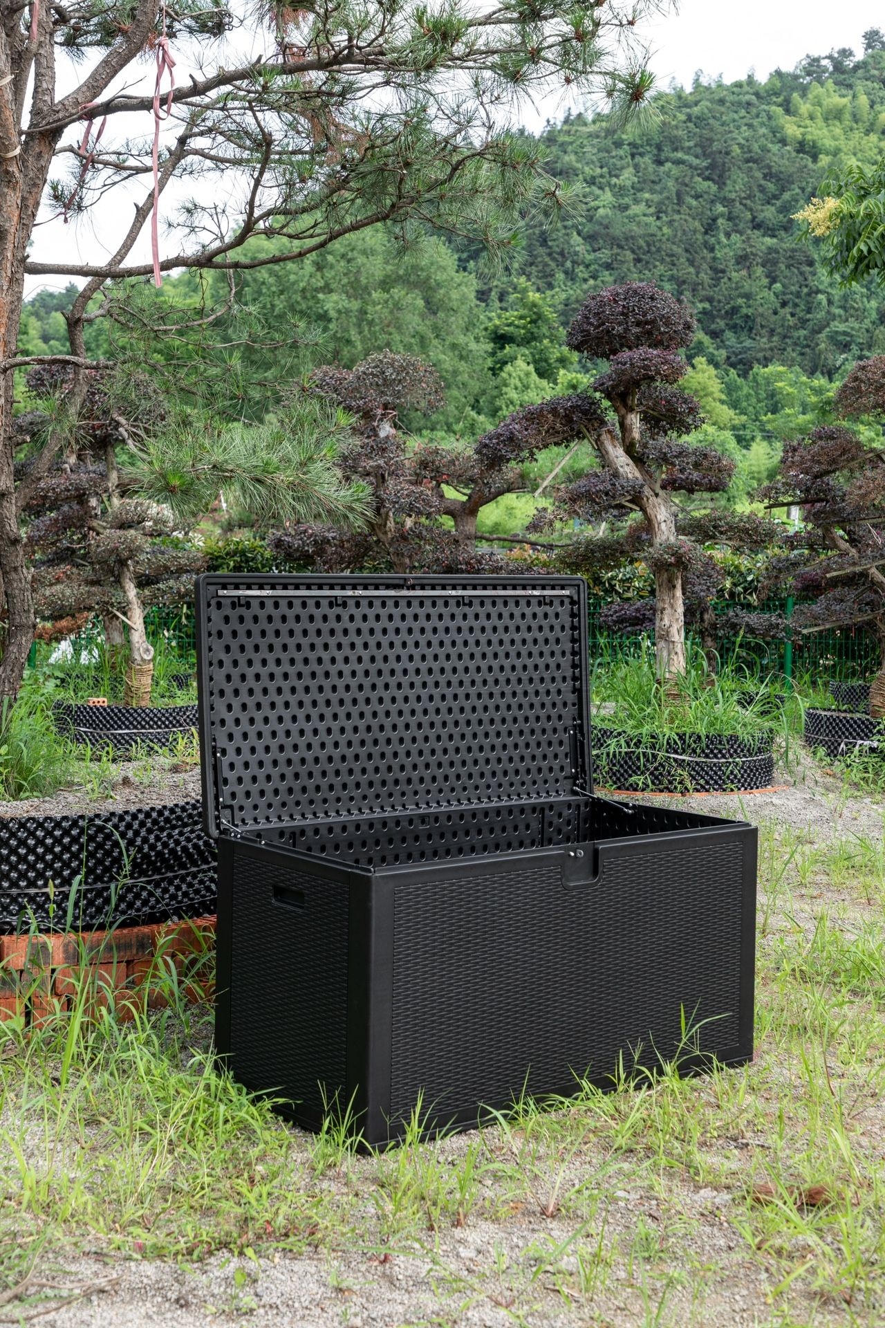 150 Gallon Large Resin Deck Box, Outdoor Storage Container for