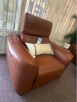 Lexanna single top grain leather recliner chair brown