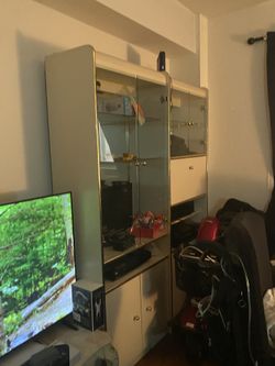 3 Piece Wall Unit Glass With Lights 