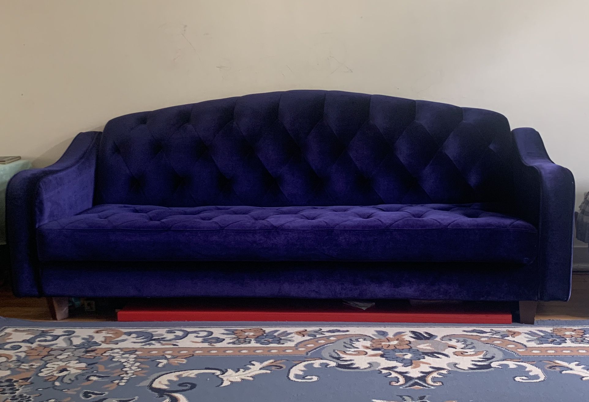 Urban Outfitters Ava Sleeper Sofa - Velvet blue