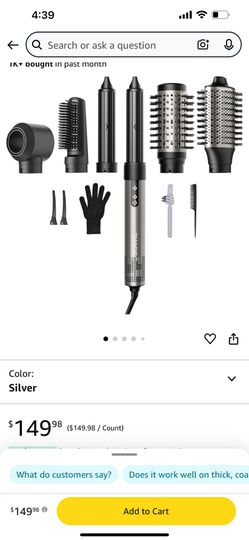 7MAGIC Hair Dryer Brush & 6 in 1 Hair Styler, Silver, 110 Volts, 1200 Watts, Ionic Technology, Fast Drying, Multi Styler for Straight, Wavy, Curly, an