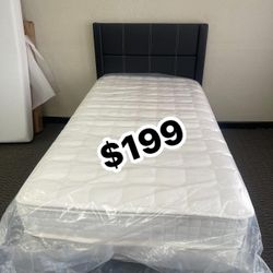 Twin bed and mattress