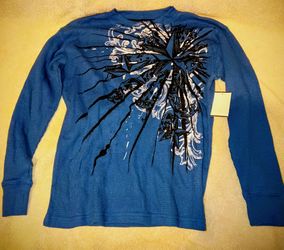 Blue Thermal Long Sleeve Graphic Shirt