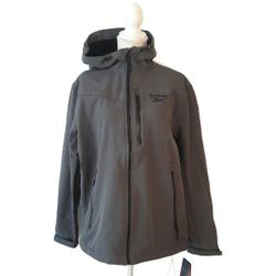 Reebok Soft Shell Jacket with Hood Fleece Lined  - Size Large Charcoal Gray