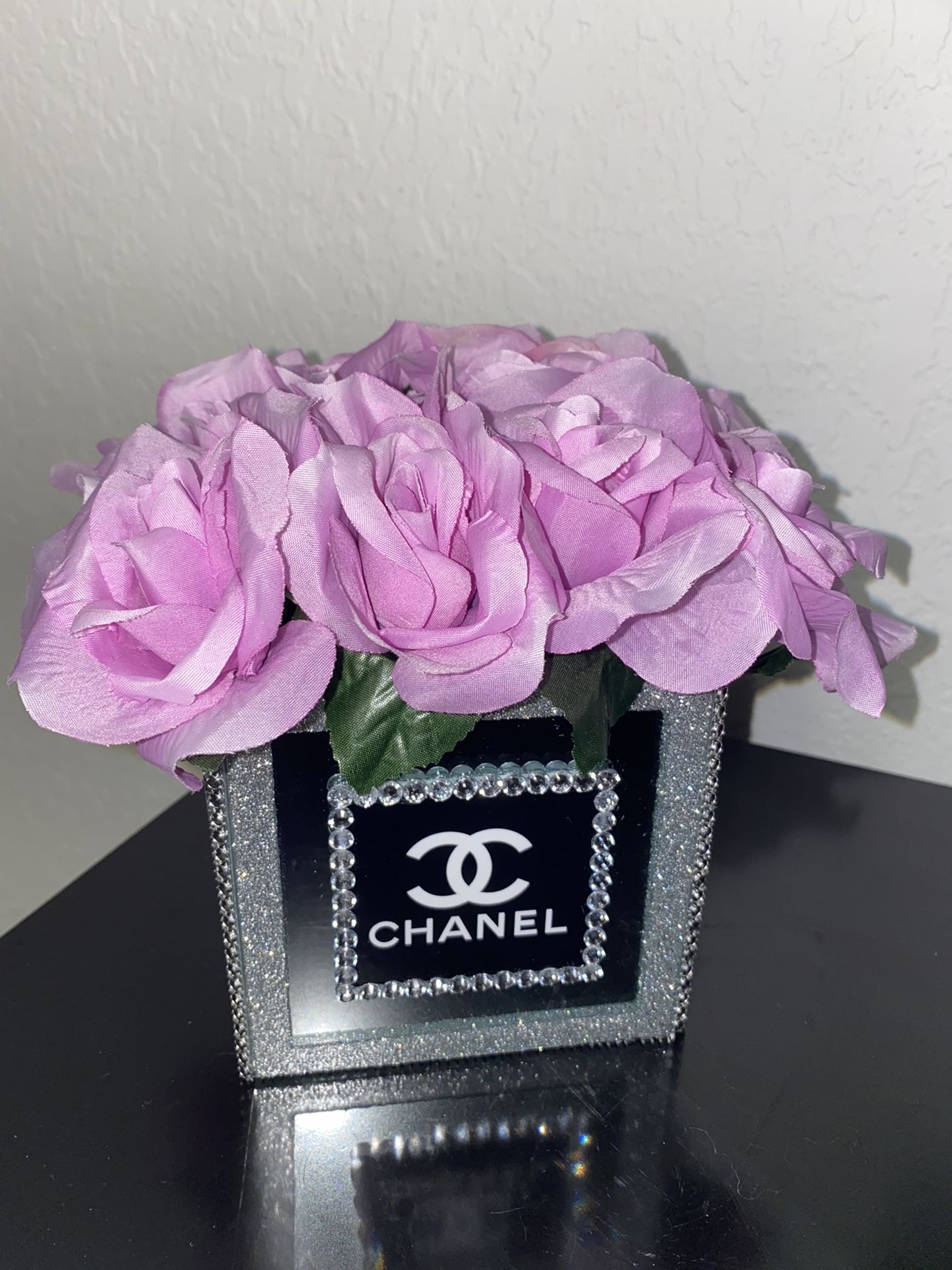 Fashion Flower Rose Mirror Vase Purple Home Decor