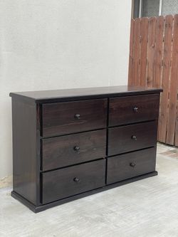 Solid Wood Espresso 6 Drawer Dresser 