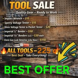 Klein Ac/Dc Voltage Test, Pocket Voltage Tester, Klein Gas Leak Detctor, Old Sperry Voltage Tester, 3 Tube Benders, And Craftsman  1/2 Impact  Wrench 