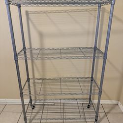 Heavy Duty Metal Storage Rack with Wheels – 4 Tier Adjustable Shelving