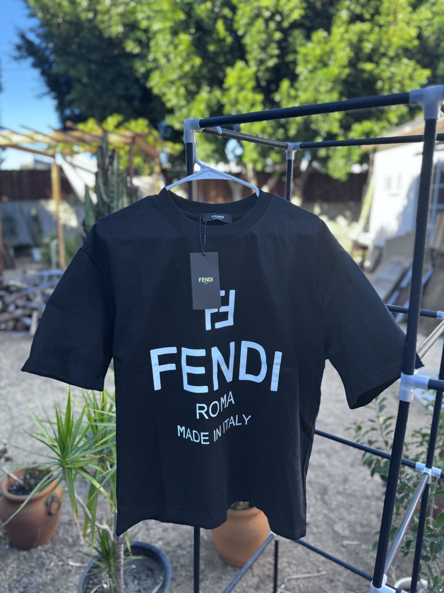 Fendi Black Heavy Cotton T Shirt