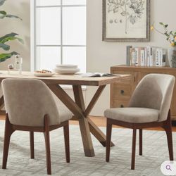 New Bason Upholstered Faux Leather Dining Chairs Set of 2