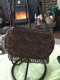 Brown/Copper beaded purse.